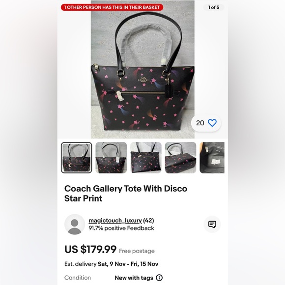 Coach gallery tote Disco star print. Brand new with tags. - Picture 10 of 11